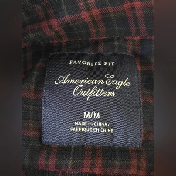 American Eagle Sheer Long Sleeve Ruffle Plaid Blouse - Picture 8 of 8